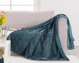 Плед велсофт Vse DOMA цвет синий, полоса 1 см, ролик - 0