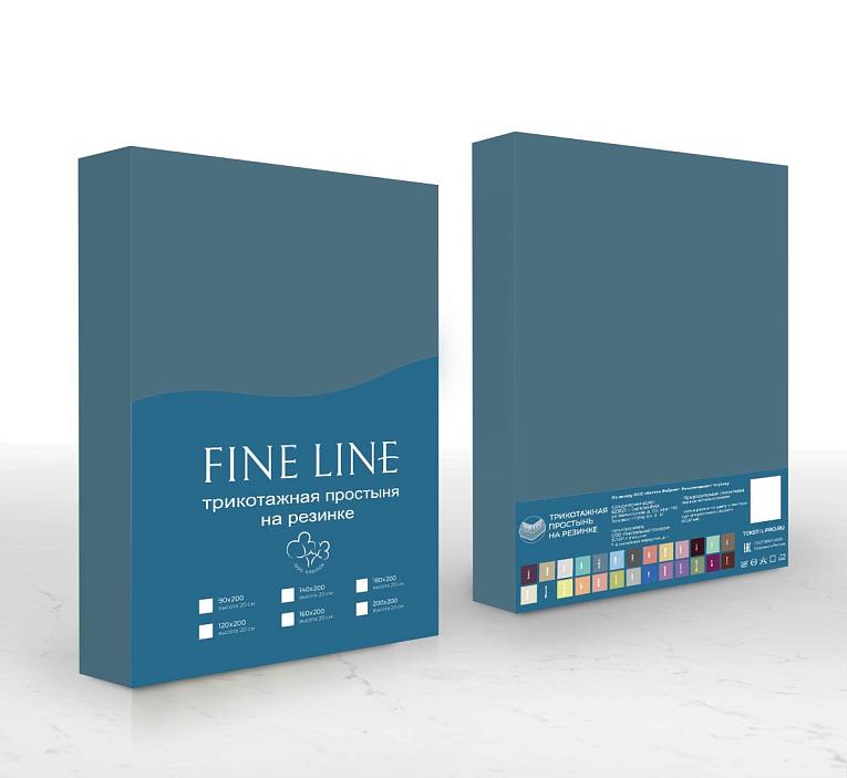 Простыня трикотажная на резинке Fine Line голубая ель - 3