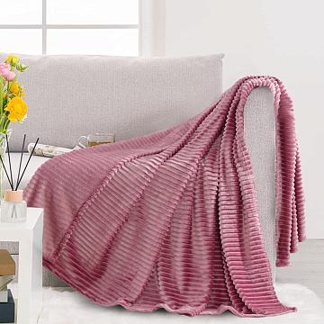 Плед велсофт Vse DOMA полоса 1 см., цвет, брусника, ролик