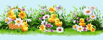 Полотно вафельное 150 см наб рис.29472-1 Весенний праздник