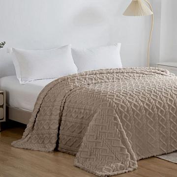 Плед велсофт Vse DOMA шерпа, косичка, какао, ролик