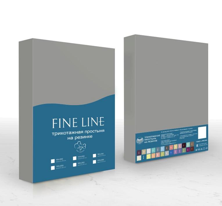 Простыня трикотажная на резинке Fine Line серый - 3