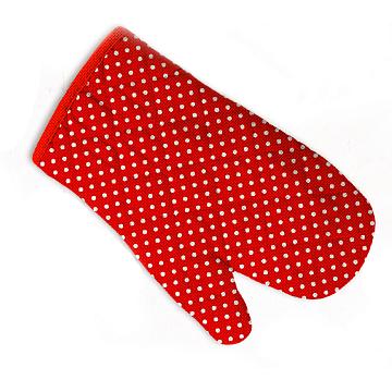 Прихватка-рукавица рогожка Fine Line рис.62064-1 Белый горох на красном