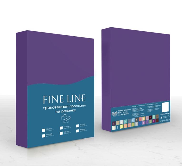 Простыня трикотажная на резинке Fine Line фиолетовый - 3