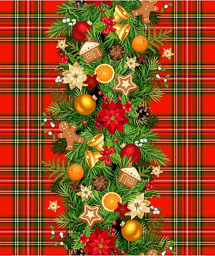 Полотно вафельное 50 см наб рис.30182-1 Еловая гирлянда