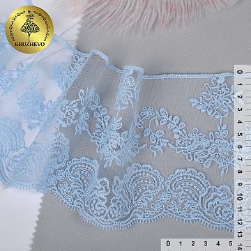Кружево на жесткой сетке 130мм арт.TBY.BL.40466 цв.голубой (13,71м)