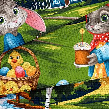 Полотно вафельное 150 см наб рис.29470-1 Светлый день