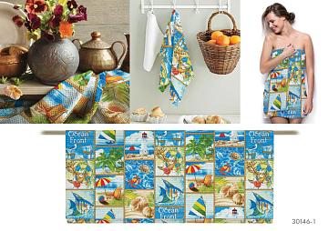 Полотно вафельное 150 см наб рис.30146-1 Море