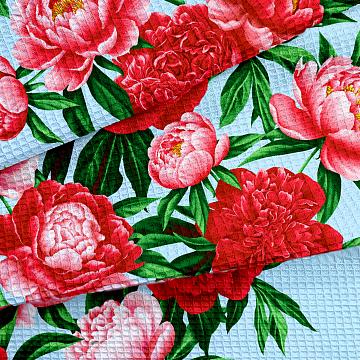 Полотно вафельное 50 см наб рис.29438-1 Пионы