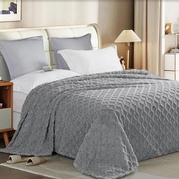 Плед велсофт Все ДOMA/Vse DOMA шерпа, ромб, серый, ролик