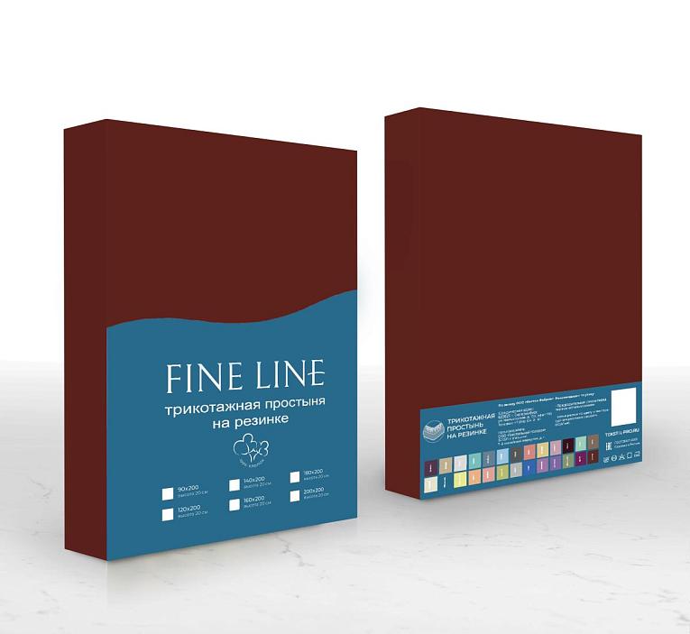 Простыня трикотажная на резинке Fine Line шоколад - 3