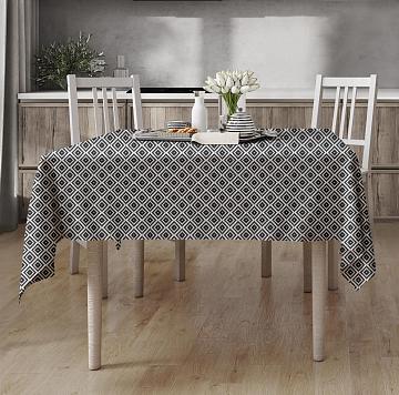 Скатерть рогожка Fine Line рис.62077-4 Ромбы черно-белые