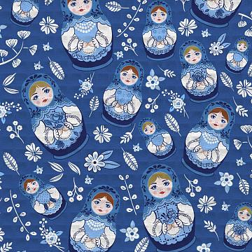 Полотно вафельное 50 см наб рис.62164-1 Матрешка Гжель