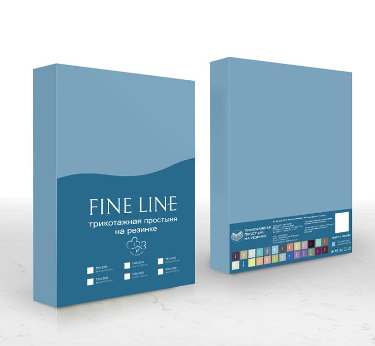 Простыня трикотажная на резинке Fine Line голубой - 3