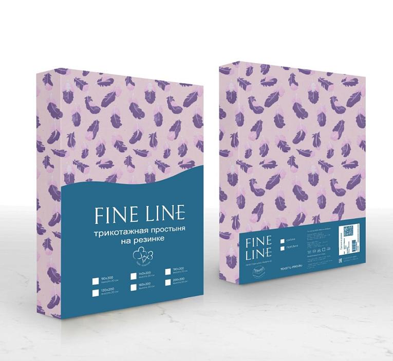 Простыня трикотажная на резинке Fine Line Перышки розовый - 3