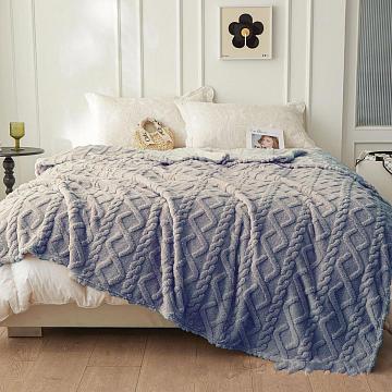 Плед велсофт Vse DOMA шерпа, косичка, серый