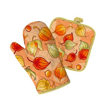 Набор из рогожки прихватка, рукавица Все ДOMA/Vse DOMA рис.60244-1 Физалис