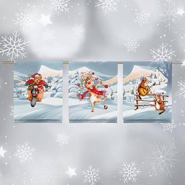 Полотно вафельное 150 см наб рис.29384-1 Новогодние каникулы