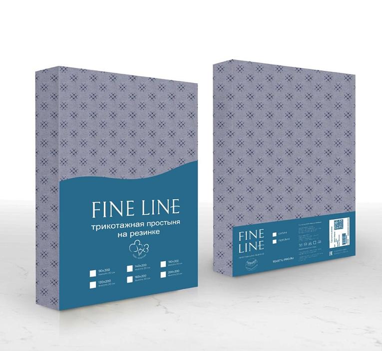 Простыня трикотажная на резинке Fine Line Клетка серый - 3