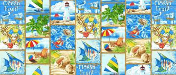 Полотно вафельное 150 см наб рис.30146-1 Море