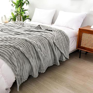 Плед велсофт Vse DOMA полоса 1 см., цвет светло-серый, ролик