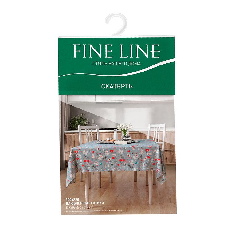 Скатерть рогожка Fine Line рис.62014-3 Влюбленные котики - 3