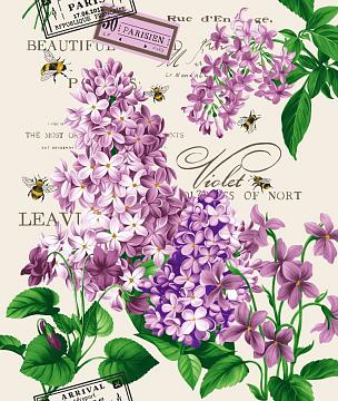 Полотно вафельное 50 см наб рис.29273-1 Сиреневый букет