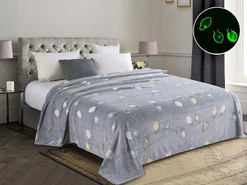 Плед велсофт Vse DOMA Лампочки, цвет серый, гладье, светится в темноте, ролик