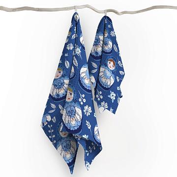 Полотно вафельное 50 см наб рис.62164-1 Матрешка Гжель