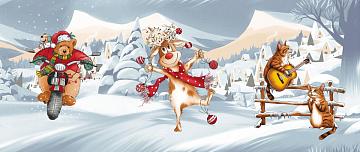 Полотно вафельное 150 см наб рис.29384-1 Новогодние каникулы