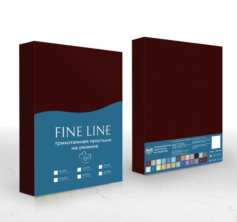 Простыня трикотажная на резинке Fine Line марсала - 3