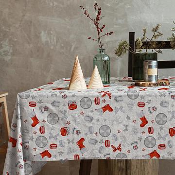 Скатерть рогожка Все ДOMA/Vse DOMA рис.60101-2 ВРЕМЯ ЧУДЕС с глиттером