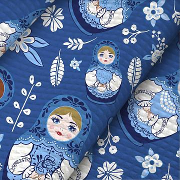 Полотно вафельное 50 см наб рис.62164-1 Матрешка Гжель