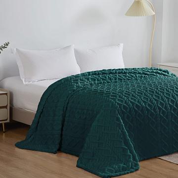 Плед велсофт Vse DOMA шерпа, косичка, изумрудный, ролик