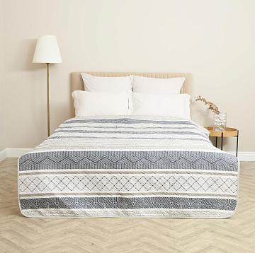 Покрывало двустороннее п/э Комфорт Серые вензеля