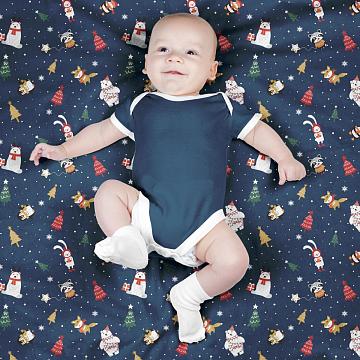 Фланель 150 см наб рис.64064-1 Новогодние игрушки синий