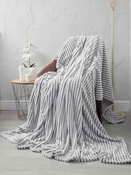 Плед велсофт Vse DOMA полоса 1 см., цвет шиншилла, ролик