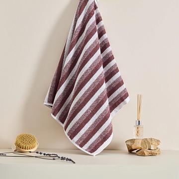 Полотенце махровое Fine Line Полоса , коричневый, пестроткань