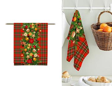 Полотно вафельное 50 см наб рис.30182-1 Еловая гирлянда