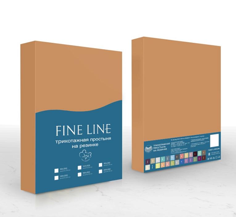 Простыня трикотажная на резинке Fine Line персик - 3