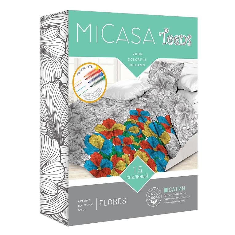 КПБ сатин Micasa Teens рис.16166 Flores - 1