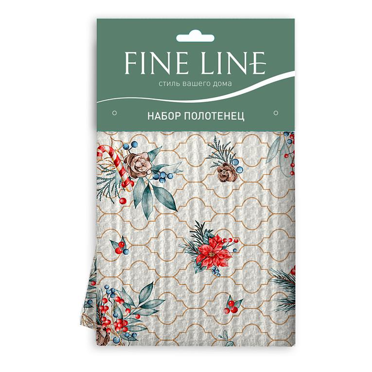 Комплект вафельных полотенец Fine Line рис.62036-1 Рождество - 3