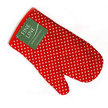 Прихватка-рукавица рогожка Fine Line рис.62064-1 Белый горох на красном