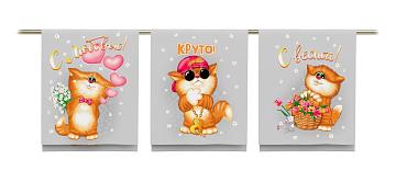 Полотно вафельное 150 см наб рис.29174-1 Обнимяу