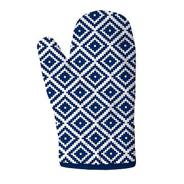 Прихватка-рукавица рогожка Fine Line рис.62077-2 Геометрия синий