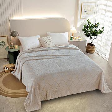 Плед велсофт Vse DOMA Ромб, цвет бежевый, БАМБУК, ролик