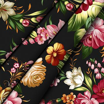 Бязь Премиум 220 см наб рис.72204-1 Жостовская роспись