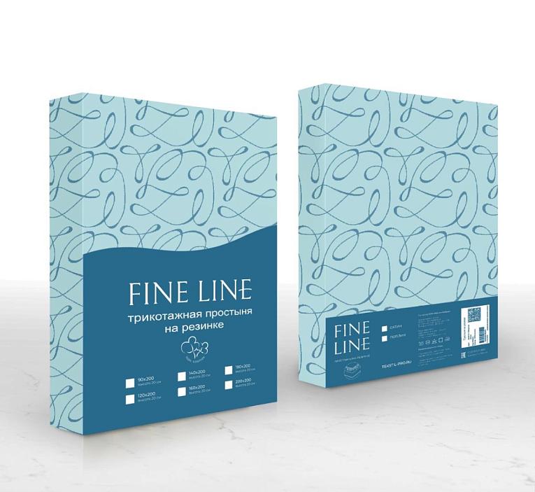 Простыня трикотажная на резинке Fine Line Вензель голубой - 3