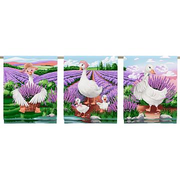 Полотно вафельное 150 см наб рис.29455-1 Лавандовые гуси