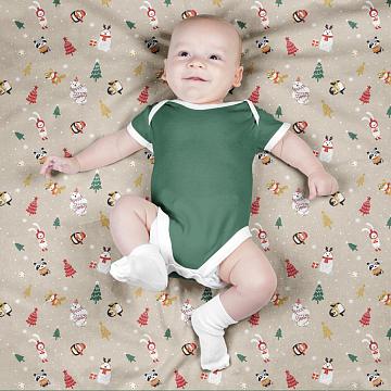 Фланель 150 см наб рис.64064-2 Новогодние игрушки бежевый